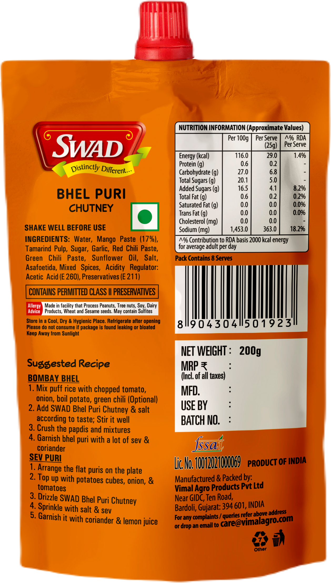 SWAD Bhelpuri Chutney 200g-Pack of 2