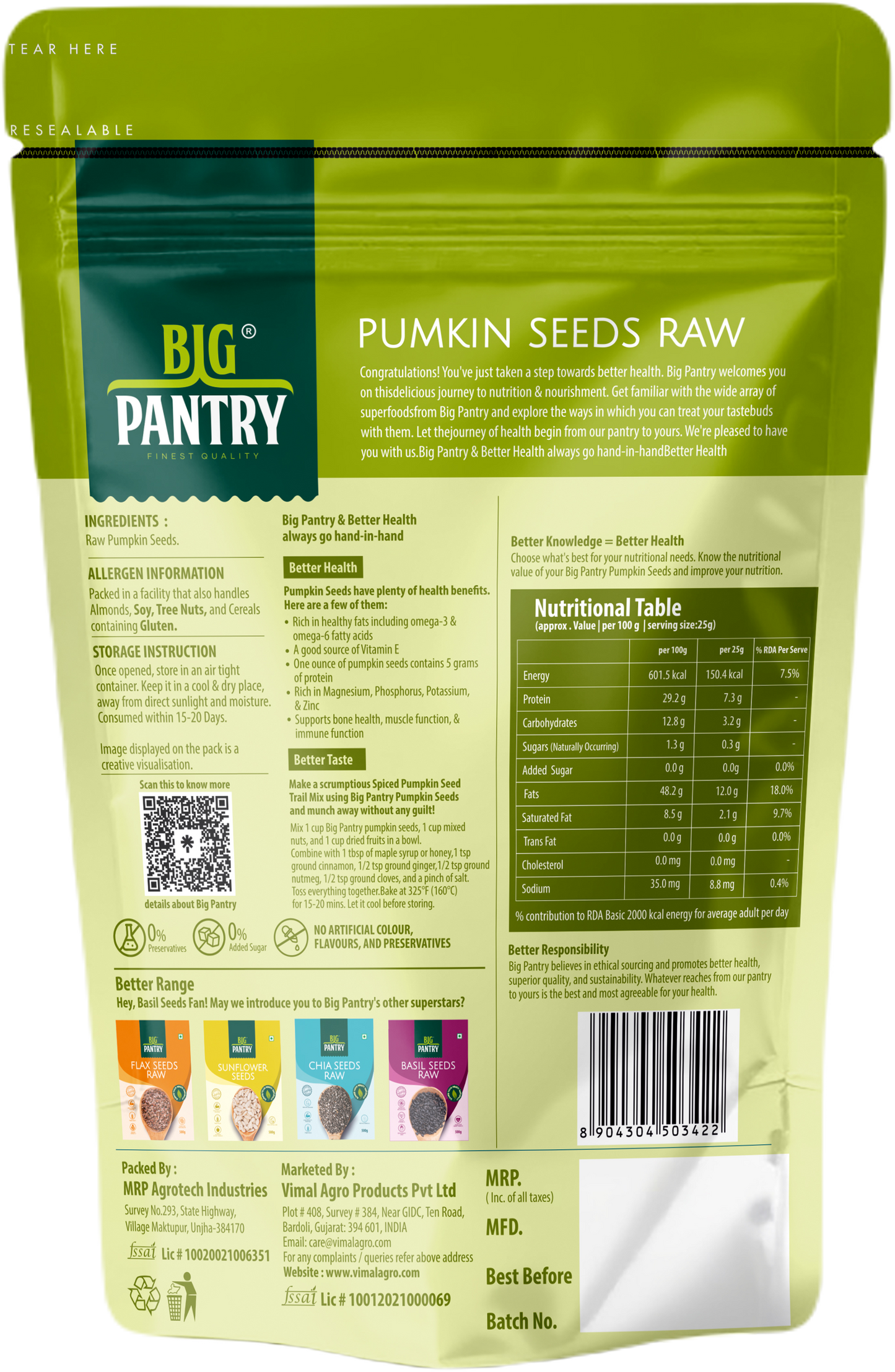 BIG PANTRY Pumpkin Seeds 500g